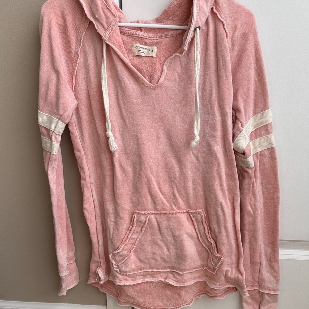 Ocean Drive Pink Hoodie with White Accents